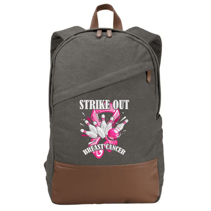 Strike Out Breast Cancer Awareness Bowling Fighter Cotton Canvas Backpack