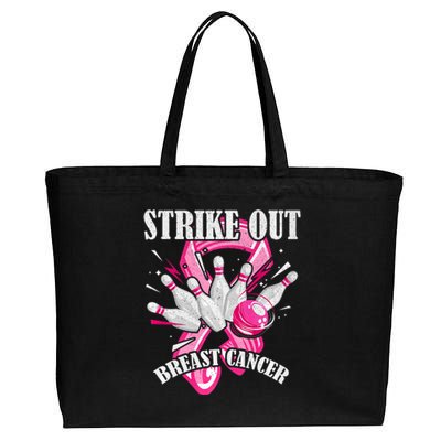 Strike Out Breast Cancer Awareness Bowling Fighter Cotton Canvas Jumbo Tote