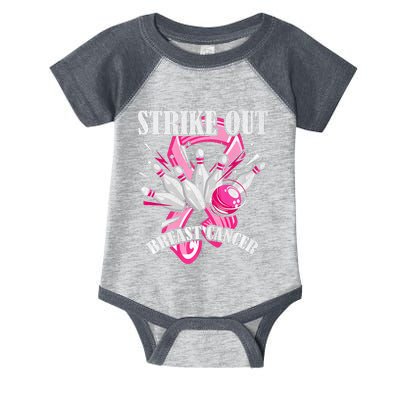 Strike Out Breast Cancer Awareness Bowling Fighter Infant Baby Jersey Bodysuit