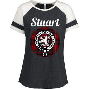 Stuart Of Bute Clan Scottish Name Coat Of Arms Tartan Enza Ladies Jersey Colorblock Tee