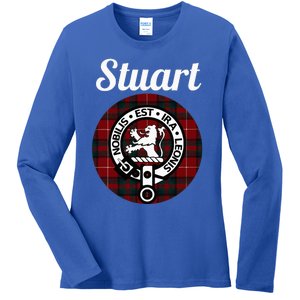 Stuart Of Bute Clan Scottish Name Coat Of Arms Tartan Ladies Long Sleeve Shirt