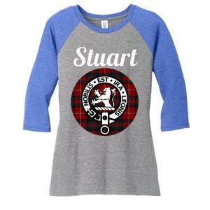 Stuart Of Bute Clan Scottish Name Coat Of Arms Tartan Women's Tri-Blend 3/4-Sleeve Raglan Shirt