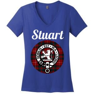 Stuart Of Bute Clan Scottish Name Coat Of Arms Tartan Women's V-Neck T-Shirt