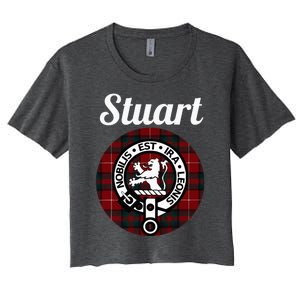 Stuart Of Bute Clan Scottish Name Coat Of Arms Tartan Women's Crop Top Tee