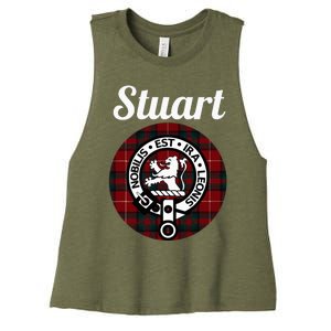 Stuart Of Bute Clan Scottish Name Coat Of Arms Tartan Women's Racerback Cropped Tank