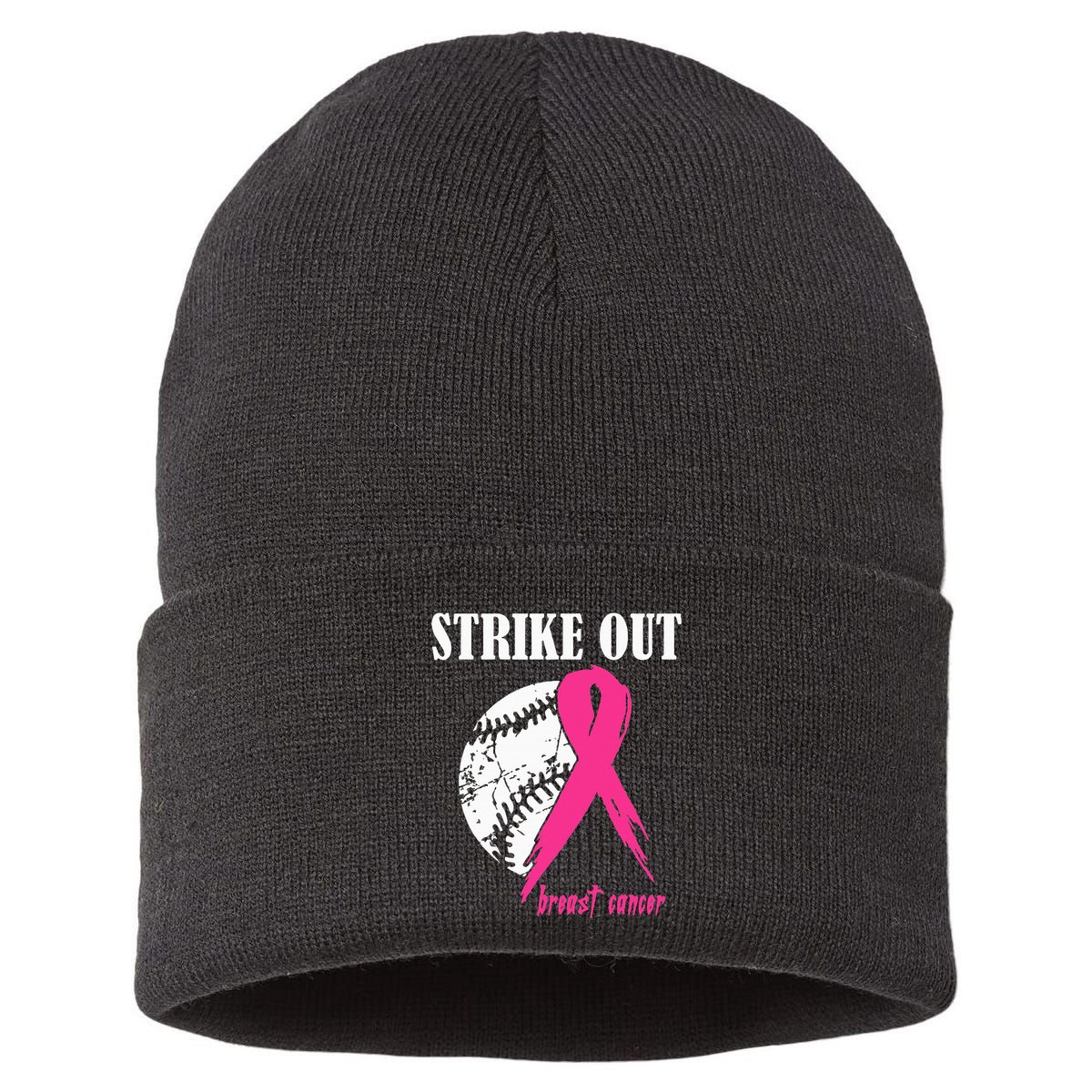 Strike Out Breast Cancer Awareness Baseball Fighters Sustainable Knit Beanie
