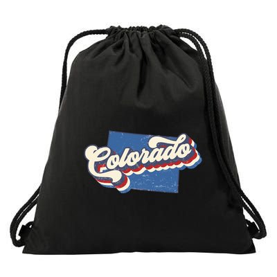 State Of Colorado Retro Logo Drawstring Bag