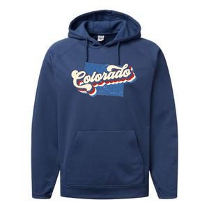 State Of Colorado Retro Logo Performance Fleece Hoodie