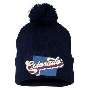 State Of Colorado Retro Logo Pom Pom 12in Knit Beanie