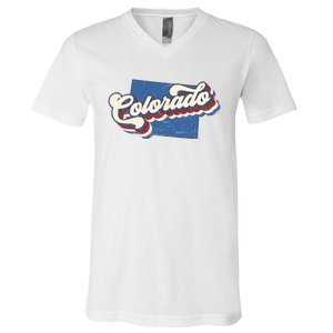 State Of Colorado Retro Logo V-Neck T-Shirt