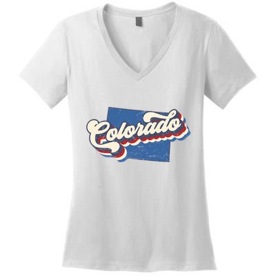 State Of Colorado Retro Logo Women's V-Neck T-Shirt