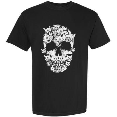 Skull of Cats Skeleton Kitten Funny Halloween Cat skull Garment-Dyed Heavyweight T-Shirt