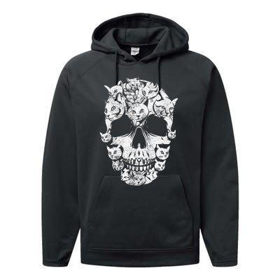 Skull of Cats Skeleton Kitten Funny Halloween Cat skull Performance Fleece Hoodie