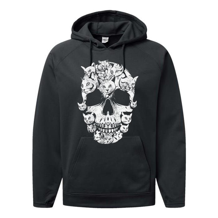 Skull of Cats Skeleton Kitten Funny Halloween Cat skull Performance Fleece Hoodie