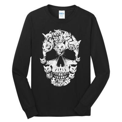 Skull of Cats Skeleton Kitten Funny Halloween Cat skull Tall Long Sleeve T-Shirt