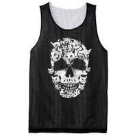 Skull of Cats Skeleton Kitten Funny Halloween Cat skull Mesh Reversible Basketball Jersey Tank