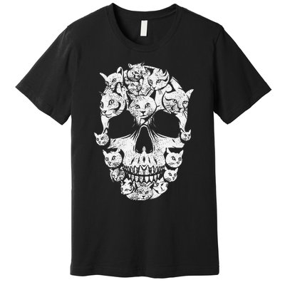 Skull of Cats Skeleton Kitten Funny Halloween Cat skull Premium T-Shirt