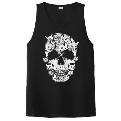 Skull of Cats Skeleton Kitten Funny Halloween Cat skull PosiCharge Competitor Tank