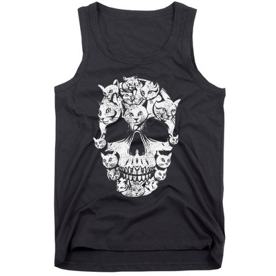 Skull of Cats Skeleton Kitten Funny Halloween Cat skull Tank Top