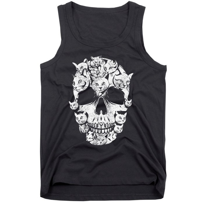 Skull of Cats Skeleton Kitten Funny Halloween Cat skull Tank Top