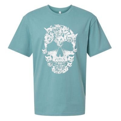 Skull of Cats Skeleton Kitten Funny Halloween Cat skull Sueded Cloud Jersey T-Shirt