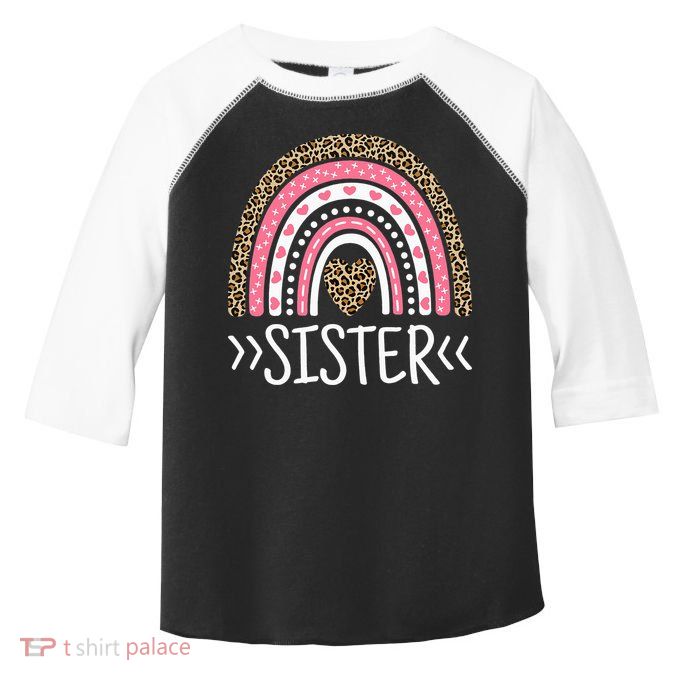 Sister Outfit Cute Sis Tee Rainbow Leopard Sister Toddler Fine Jersey T-Shirt
