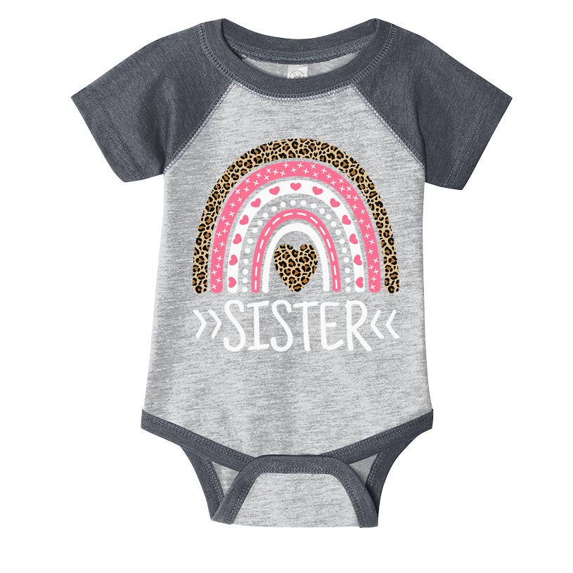 Sister Outfit Cute Sis Tee Rainbow Leopard Sister Infant Baby Jersey Bodysuit