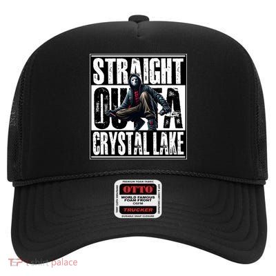 Straight Outta Crystal Lake Jason Voorhees Horror Halloween High Crown Mesh Back Trucker Hat
