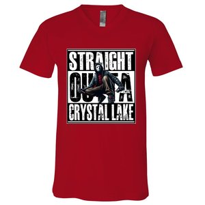 Straight Outta Crystal Lake Jason Voorhees Horror Halloween V-Neck T-Shirt