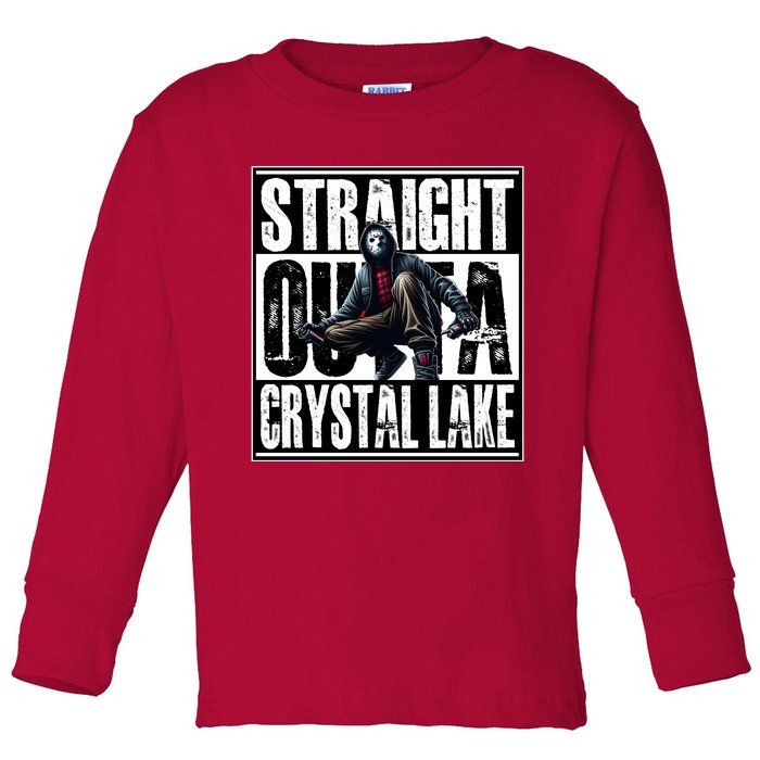 Straight Outta Crystal Lake Jason Voorhees Horror Halloween Toddler Long Sleeve Shirt