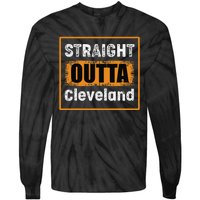 Straight Outta Cleveland Ohio USA Retro Distressed Vintage Tie-Dye Long Sleeve Shirt