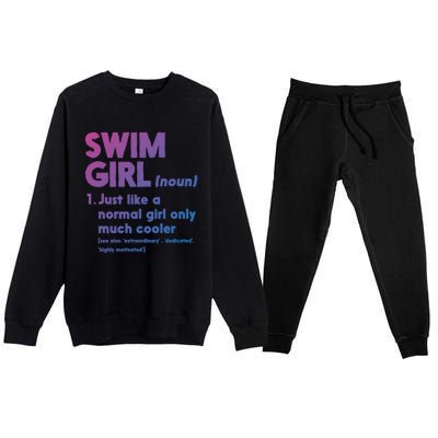 Swim Only Cooler Definition Swimmers Gift Premium Crewneck Sweatsuit Set