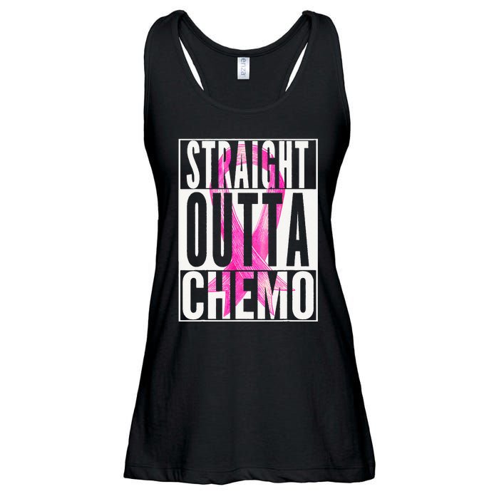 Straight Outta Chemo Breast Cancer Awareness Survivor Funny Ladies Essential Flowy Tank