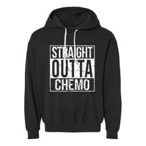 Straight Outta Chemo Battle Cancer Awareness Garment-Dyed Fleece Hoodie