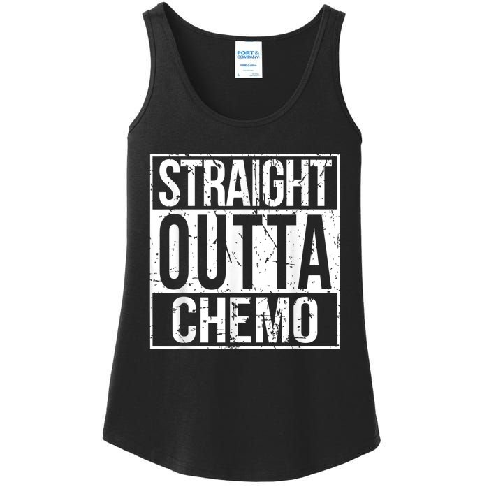 Straight Outta Chemo Battle Cancer Awareness Ladies Essential Tank