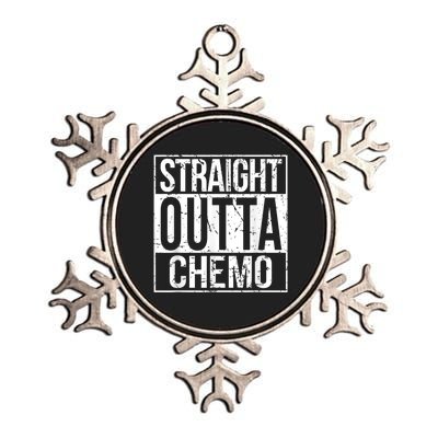 Straight Outta Chemo Battle Cancer Awareness Metallic Star Ornament