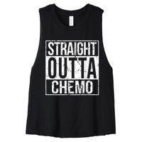 Straight Outta Chemo Battle Cancer Awareness Women's Racerback Cropped Tank