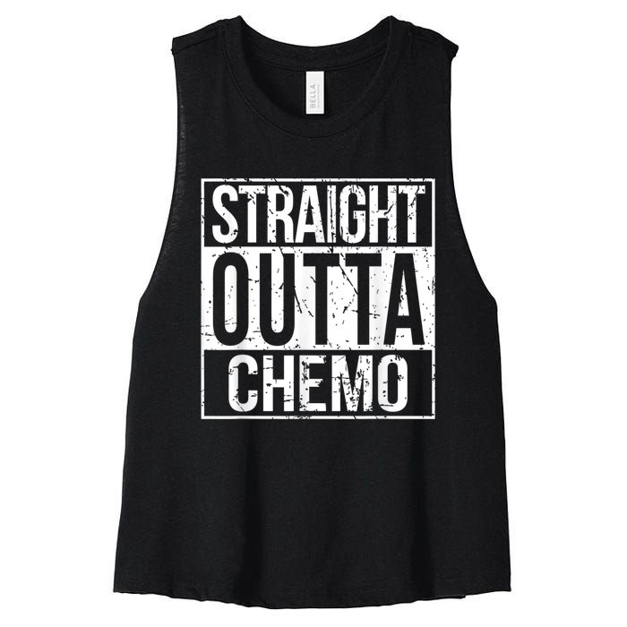 Straight Outta Chemo Battle Cancer Awareness Women's Racerback Cropped Tank