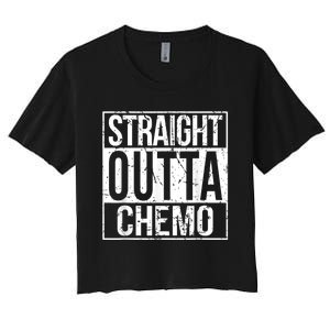 Straight Outta Chemo Battle Cancer Awareness Women's Crop Top Tee