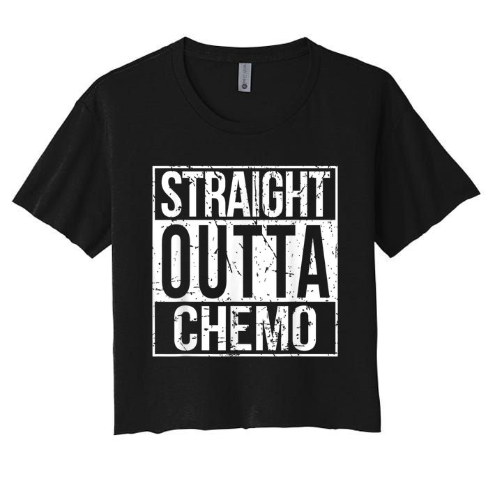 Straight Outta Chemo Battle Cancer Awareness Women's Crop Top Tee