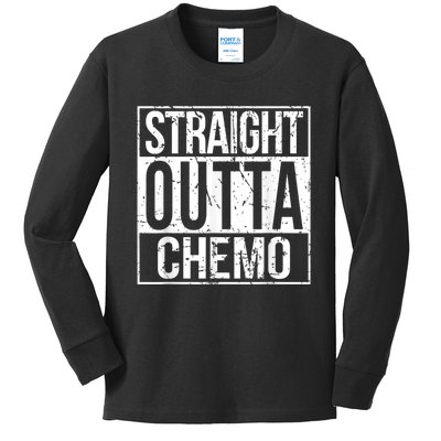 Straight Outta Chemo Battle Cancer Awareness Kids Long Sleeve Shirt