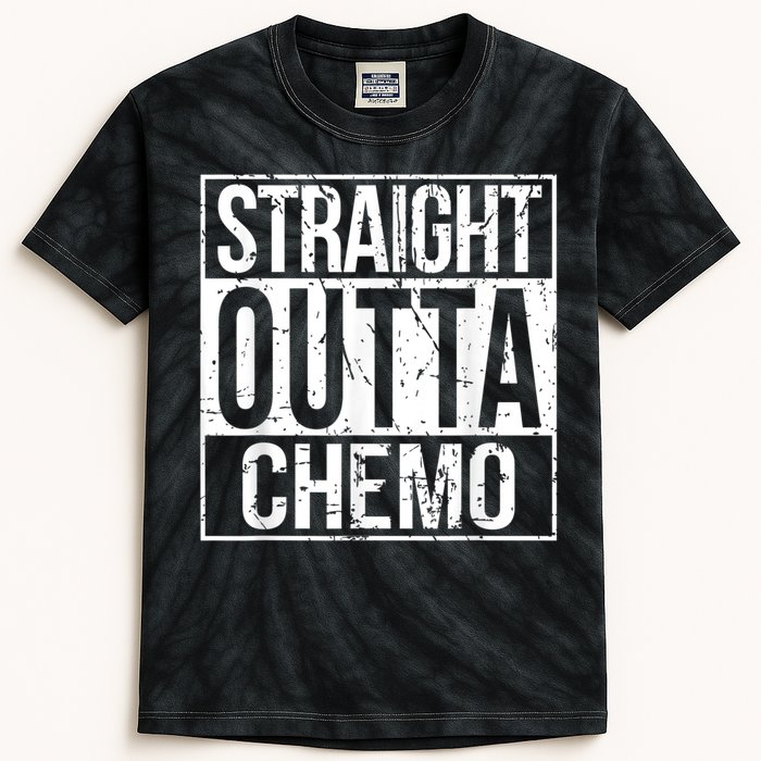 Straight Outta Chemo Battle Cancer Awareness Kids Tie-Dye T-Shirt