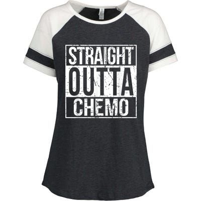 Straight Outta Chemo Battle Cancer Awareness Enza Ladies Jersey Colorblock Tee