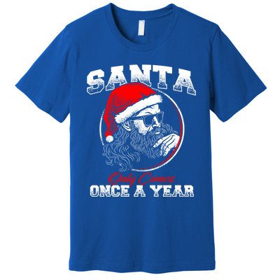 Santa Ony Comes Once A Year Naughty Santa Claus Dirty Joke Gift Premium T-Shirt