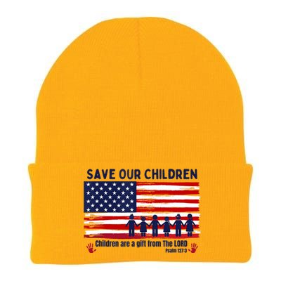 Save Our Children Are Gift From The Lord Freedom USA Flag Knit Cap Winter Beanie