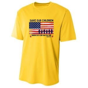 Save Our Children Are Gift From The Lord Freedom USA Flag Youth Performance Sprint T-Shirt