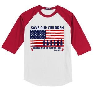 Save Our Children Are Gift From The Lord Freedom USA Flag Kids Colorblock Raglan Jersey