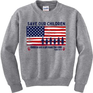 Save Our Children Are Gift From The Lord Freedom USA Flag Kids Sweatshirt