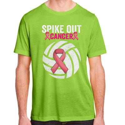 Spike Out Cancer Funny Breast Cancer Awareness Pink Ribbon Volleyball Adult ChromaSoft Performance T-Shirt