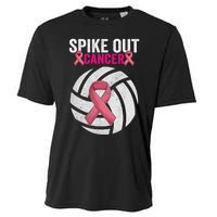 Spike Out Cancer Funny Breast Cancer Awareness Pink Ribbon Volleyball Cooling Performance Crew T-Shirt